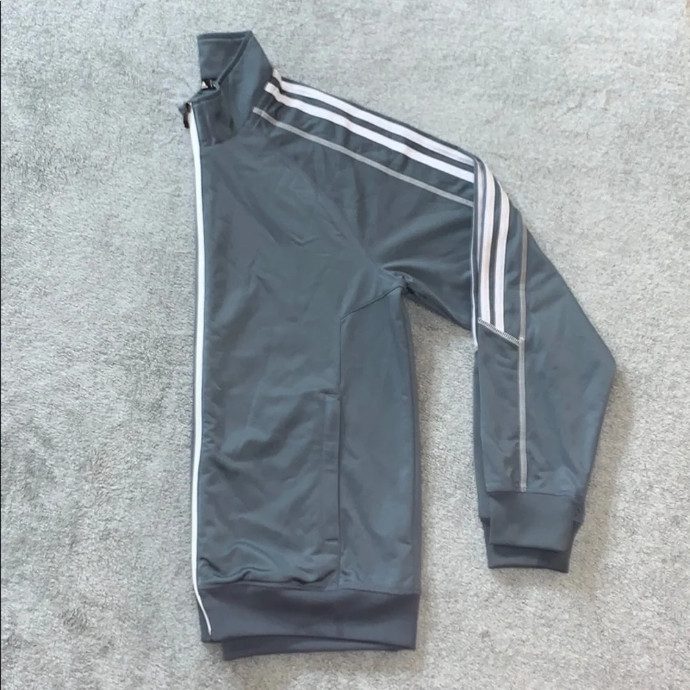 ADIDAS Track Jacket Grey & White Full Zip